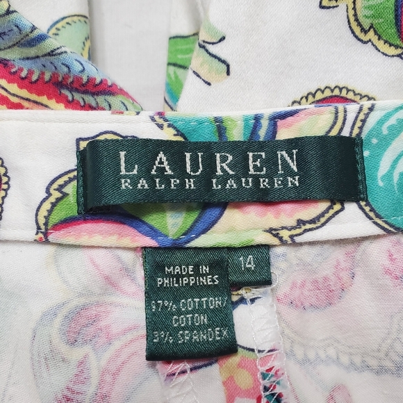 Lauren Ralph Lauren Women's Floral Pants Size 14 Watercolor Pastel Art To Wear - Picture 7 of 9